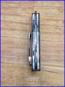 Hennie du Plessis Front flipper Folding Knife, Zirconium, Micarta, Damascus