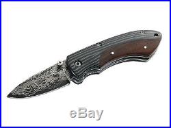 Herbertz 35 Damascus One Hand Folding Pocket Knife /wood 203609