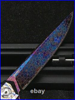 High End Exotic Rare Dragon Scale Damascus Blade TC4 Handle Folding Knife