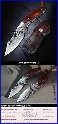 High Hardness Damascus Knife Tactical Pocket Folding Blade Outdoor Survival