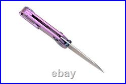 Hightron EdgePlay Folding Knife Purple Ti Handle Copper Damascus Blade HT01PUR