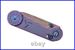 Hightron EdgePlay Folding Knife Purple Ti Handle Copper Damascus Blade HT01PUR