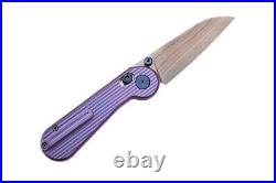 Hightron EdgePlay Folding Knife Purple Ti Handle Copper Damascus Blade HT01PUR