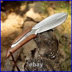 Hunting/Camping Custom Handmade Leaf Shape Fixed Blade Knife (Wood Handle)