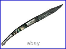 Indo Persian Pocket Folding Knife Danascus Steel & Silver Kofthgiri Worked