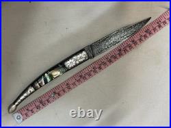 Indo Persian Pocket Folding Knife Danascus Steel & Silver Kofthgiri Worked