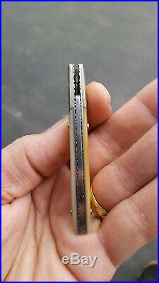 JERRY CORBIT CUSTOM Damascus GOLD LIP PEARL Liner Lock FOLDING KNIFE