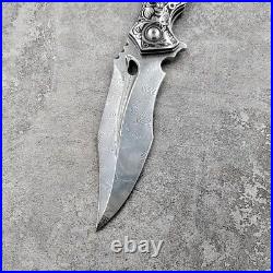 Japanese Damascus steel folding tactical pocket surviva knife with leather case
