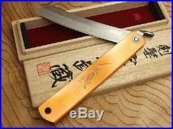 Japanese Folding knife Higo Knife Damascus Miyamoto Musashi Blade length 95mm