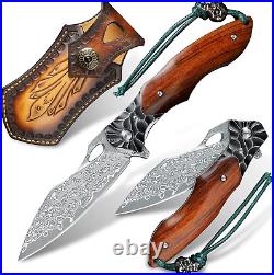 Japanese Handmade Folding Knife Damascus Steel Tactical Hunting EDC Pocket Knive