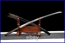 Japanese Samurai Sword Katana Damascus Folded Steel Clay Tempered Blade Knives
