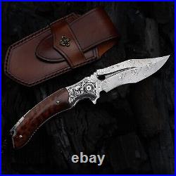 Japanese VG 10 Damascus Steel Folding Knife, Outdoor Wilderness Survival Pock