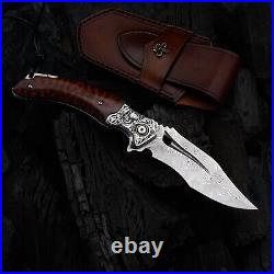 Japanese VG 10 Damascus Steel Folding Knife, Outdoor Wilderness Survival Pock