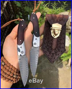 Japanese Vg10 Damascus Hunting Knife Camping Rescue Folding Knife Pocket Knife