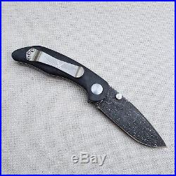 Jesse Jarosz M75 Dress Folding Knife Damascus Mirror Edge Marble CF Handle