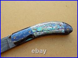 Jim Downs Custom Folding Knife Abalone & Damascus