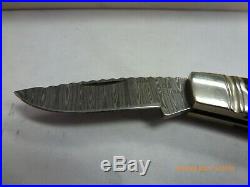 Joe Kious Schrade Custom Damascus William Henry Style Folder Folding Knife