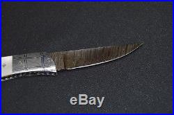 John Etzler Custom Damascus Mother Of Pearl Folding Knife- Must See
