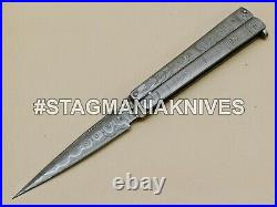 John Henry HAND FORGED DAMASCUS STEEL DAGGER HUNTING POCKET FOLDING KNIFE