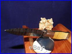 John W. Smith Custom Folding Knife Damascus Gold Lip Pearl Sole Authorship