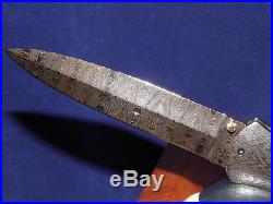 John W. Smith Custom Folding Knife Diamond Checkered Gold Lip Pearl Damascus