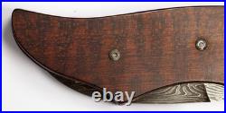 Jot Singh Folding Damascus Custom Knife Snakewood Handle Tigereye Accents