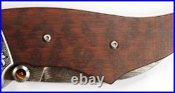 Jot Singh Khalsa Damascus Folding Knife Snakewood Handle Tigereye Accents