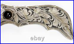 Jot Singh Warenski Engraved Folding Damascus Custom Knife Onyx Accents