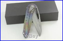 K0049 Customed Sigil Damascus Blade TC4 Buring Titanium Handle EDC Folding Knife