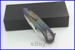 K0049 Customed Sigil Damascus Blade TC4 Buring Titanium Handle EDC Folding Knife