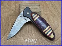 KERSHAW CHIVE 1600DAMCKT Damascus One Of A Kind Custom Wood Handle USA NEAR MINT