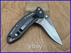 KERSHAW CHIVE 1600DAMCKT Damascus One Of A Kind Custom Wood Handle USA NEAR MINT