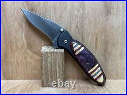 KERSHAW CHIVE 1600DAMCKT Damascus One Of A Kind Custom Wood Handle USA NEAR MINT