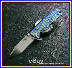 KIZER Damascus / Titanium Framelock Folding Knife KI3302B1