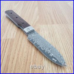 Kanetsune Gaku Style Folding Knife 4.5 Damascus Steel Blade Rosewood Handle