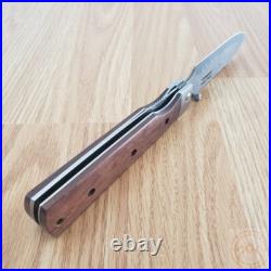 Kanetsune Gaku Style Folding Knife 4.5 Damascus Steel Blade Rosewood Handle