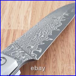 Kanetsune Gaku Style Folding Knife 4.5 Damascus Steel Blade Rosewood Handle