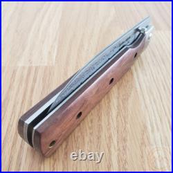Kanetsune Gaku Style Folding Knife 4.5 Damascus Steel Blade Rosewood Handle