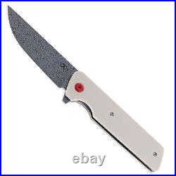 Kansept Anomaly Folding Knife Off White G10 Handle Damascus Plain Edge K2038A5