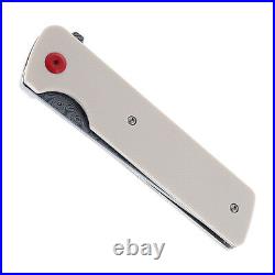 Kansept Anomaly Folding Knife Off White G10 Handle Damascus Plain Edge K2038A5