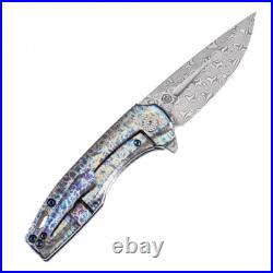 Kansept Cassowary Folding Knife Titanium/Lightning Strike Damascus K2065A3