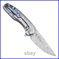 Kansept Cassowary Folding Knife Titanium/Lightning Strike Damascus K2065A3