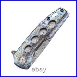 Kansept Cassowary Folding Knife Titanium/Lightning Strike Damascus K2065A3