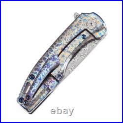 Kansept Cassowary Folding Knife Titanium/Lightning Strike Damascus K2065A3