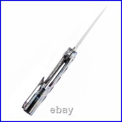 Kansept Cassowary Folding Knife Titanium/Lightning Strike Damascus K2065A3