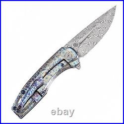 Kansept Cassowary K2065A3 Folding Knife Damascus & Lightning Strike Titanium