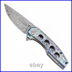 Kansept Cassowary K2065A3 Folding Knife Damascus & Lightning Strike Titanium