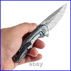 Kansept Cassowary K2065A3 Folding Knife Damascus & Lightning Strike Titanium