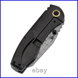 Kansept Caveman Folding Knife BW Ti/80's CamoCarbon Handle Damascus K1110B3