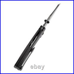 Kansept Caveman Folding Knife BW Ti/80's CamoCarbon Handle Damascus K1110B3